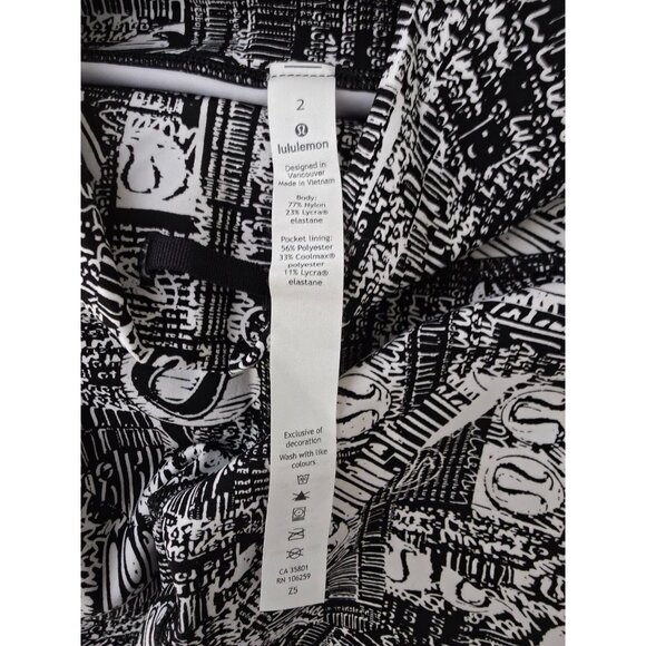 Lululemon Wunder Train High-Rise Tear It Up Alpine White Black Logo Tight Sz 2 - Picture 8 of 9